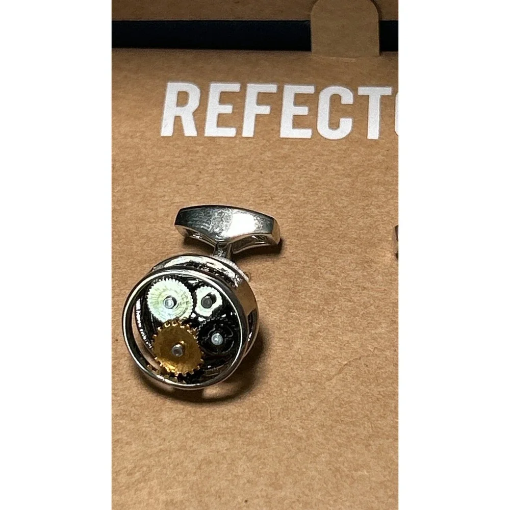 Refectory Cufflinks Steampunk Gears OS Silver Gold British‎ Mens Jewelry NEW
